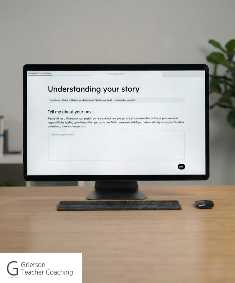 Screenshot of the Grierson Teacher Coaching platform on a computer